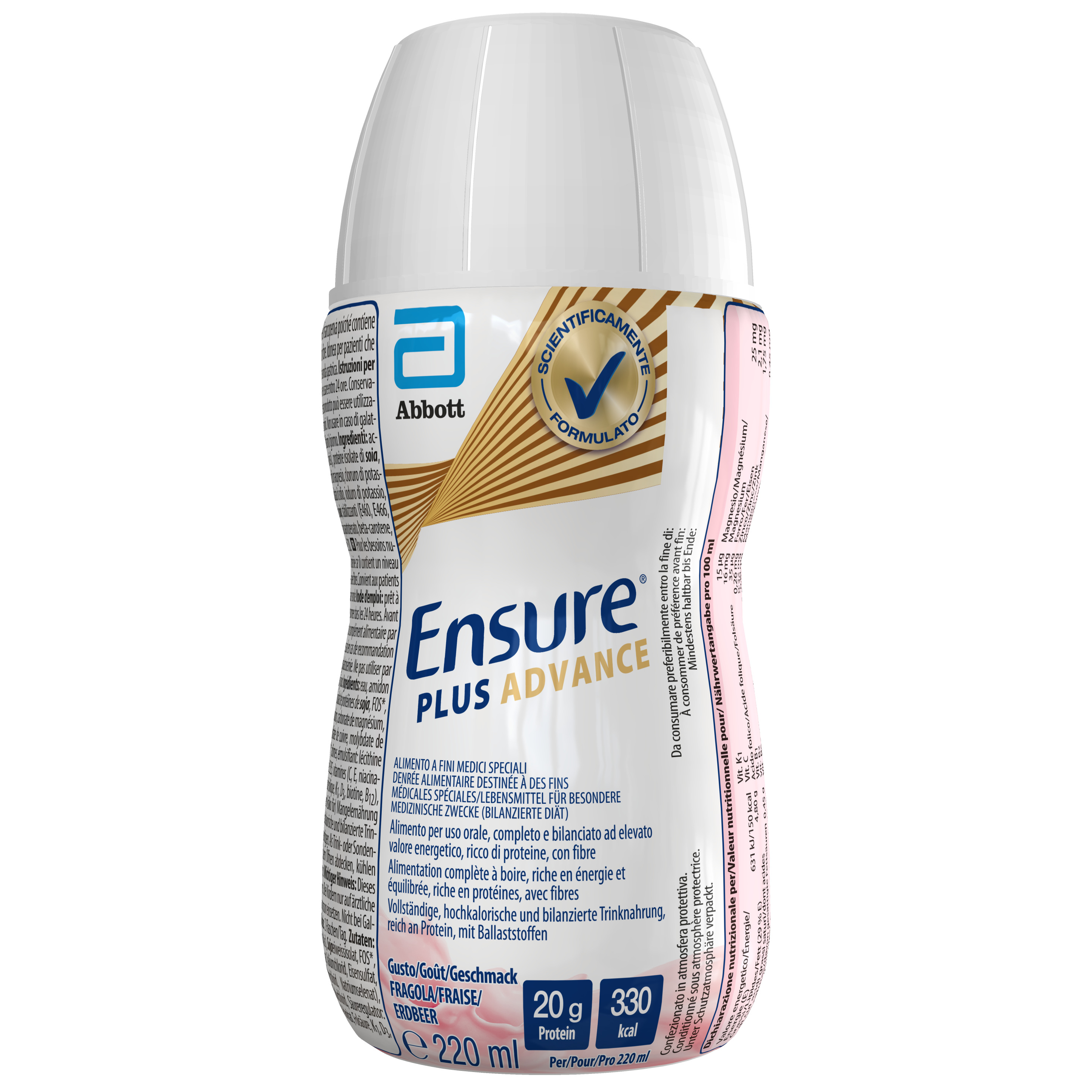 160-602-004_Ensure Plus Advance Strawberry_INT-B2_S757_220ml_OL_3D_F 1