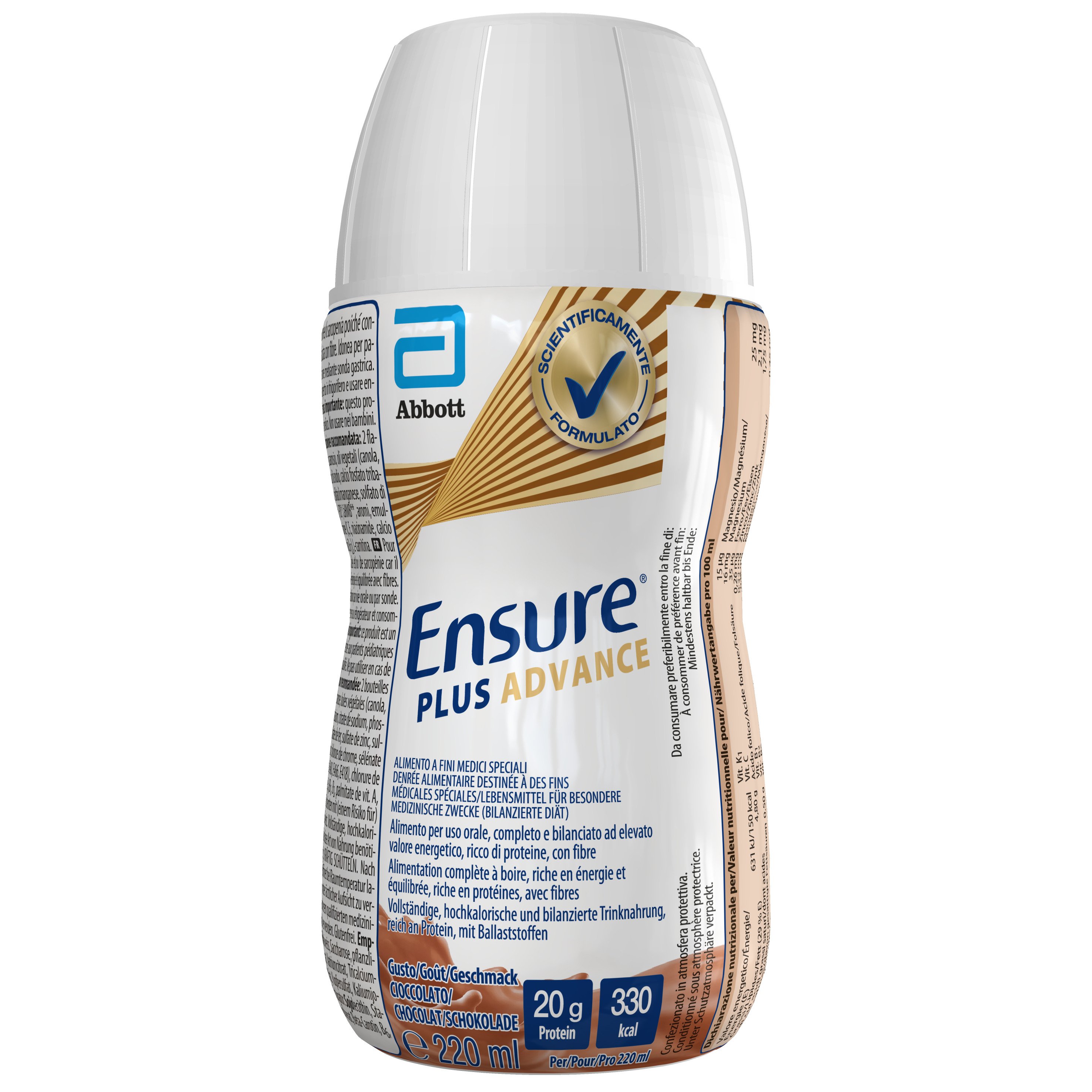 160-387-006_Ensure Plus Advance Chocolate_INT-B2_S557_220ml_OL_3D_F 1