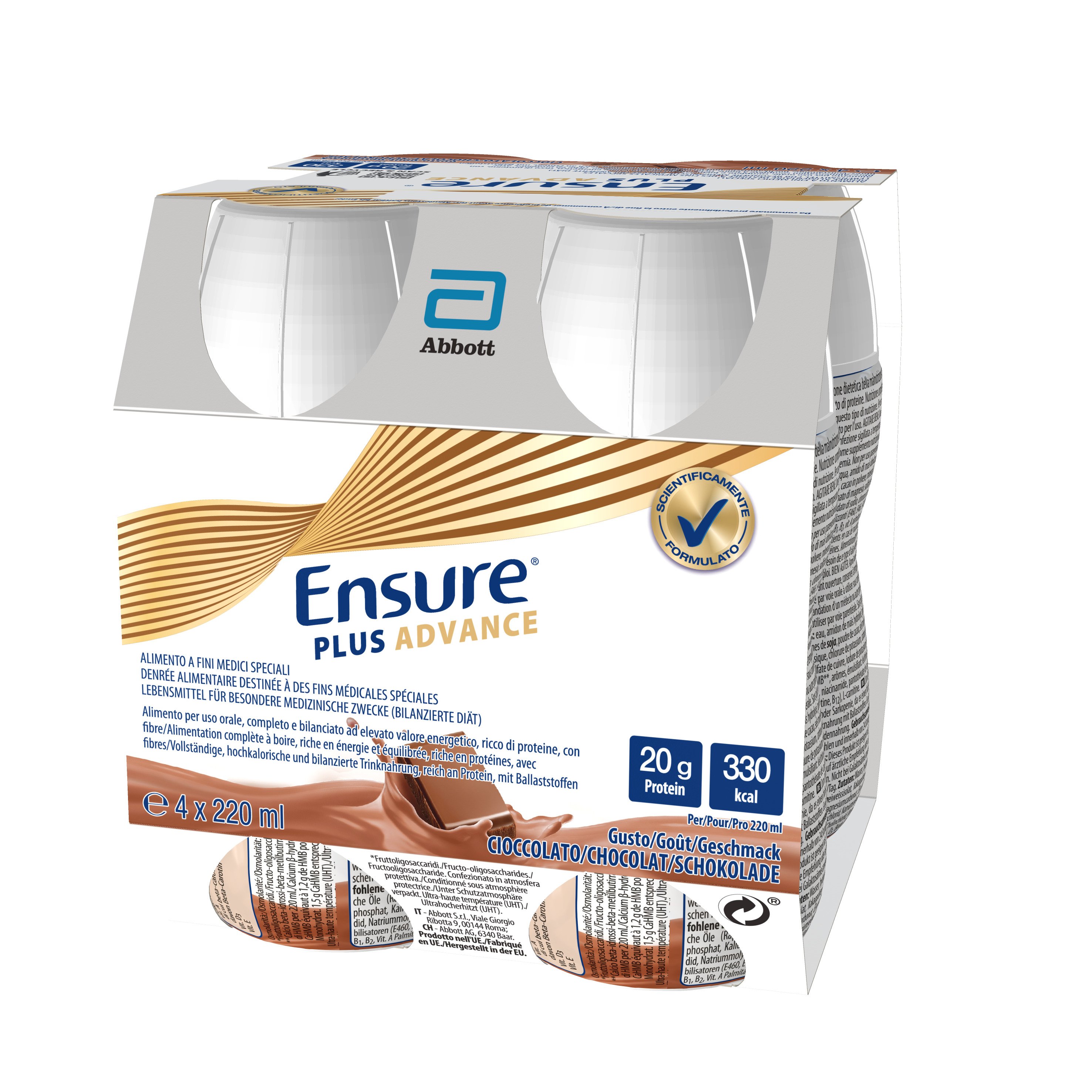 165-037-005_Ensure Plus Advance Chocolate_INT-B2_S557_4x220ml_OL_3D_BR 1